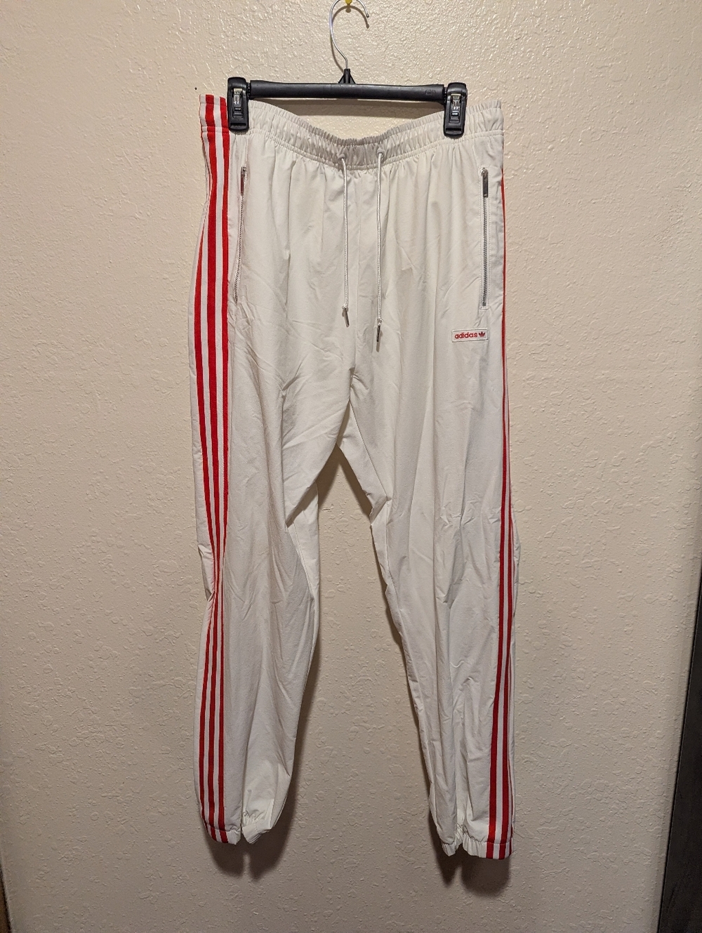 adidas Men's Large Joggers Track Pants London Block White Red BK7835 Nylon
